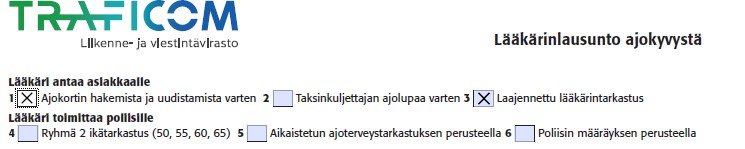 kuva lääkärinlausuntolomakkeesta