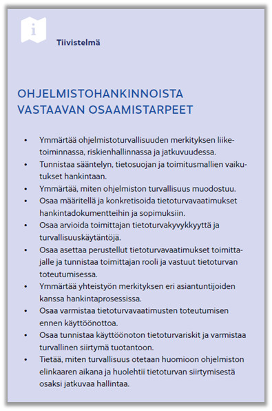 Ohjelmistohankinnoista vastaavan osaamistarpeet -listaus