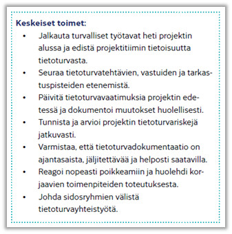 Keskeiset toimet -listaus