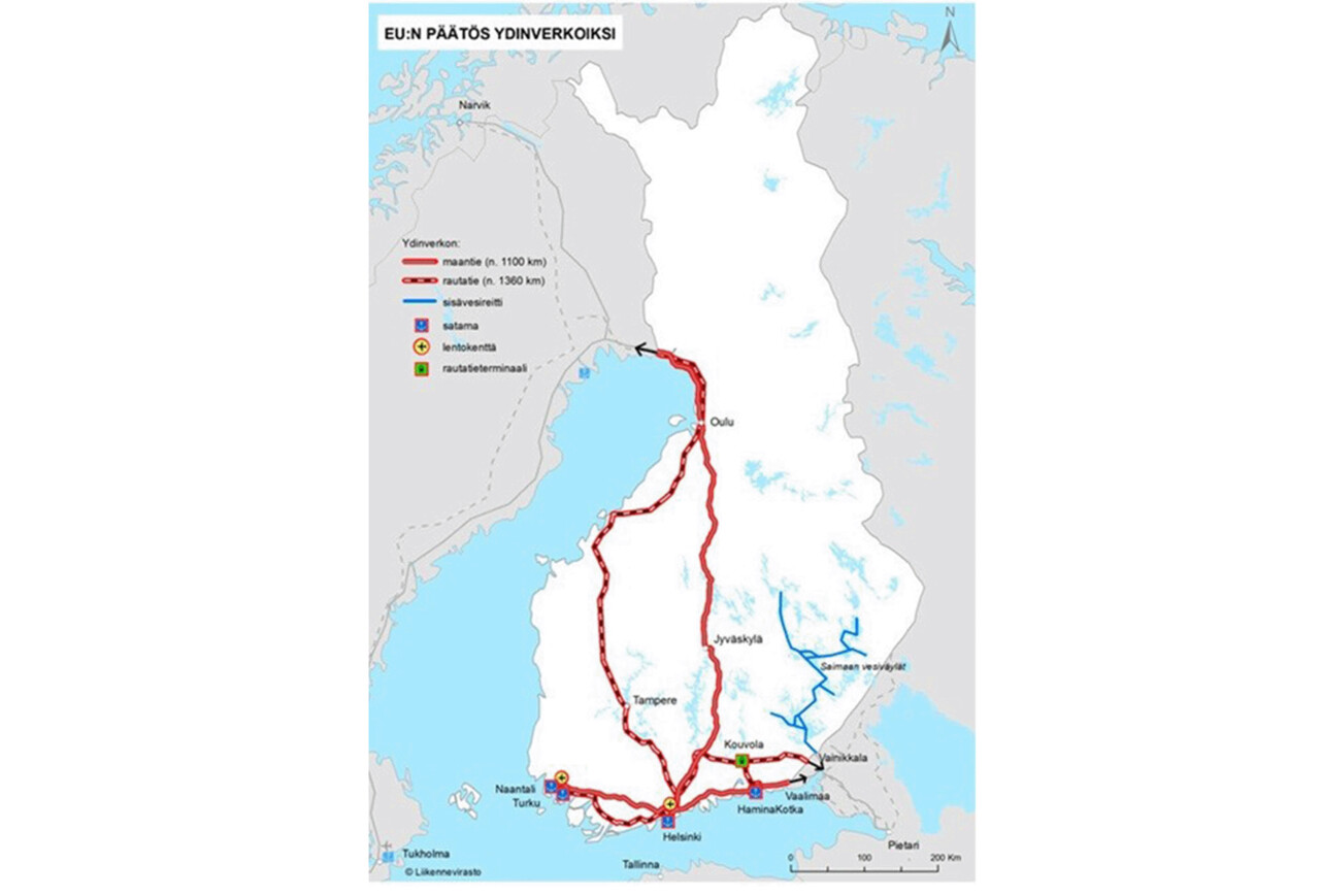 Euroopan laajuisen liikenneverkon ydinverkkokäytävät Suomessa