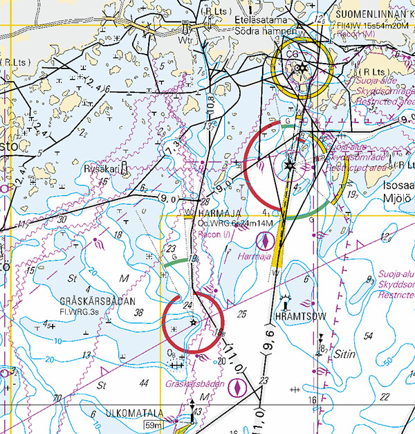 Merikartta alueelta Ulkomatala-Länsisatama